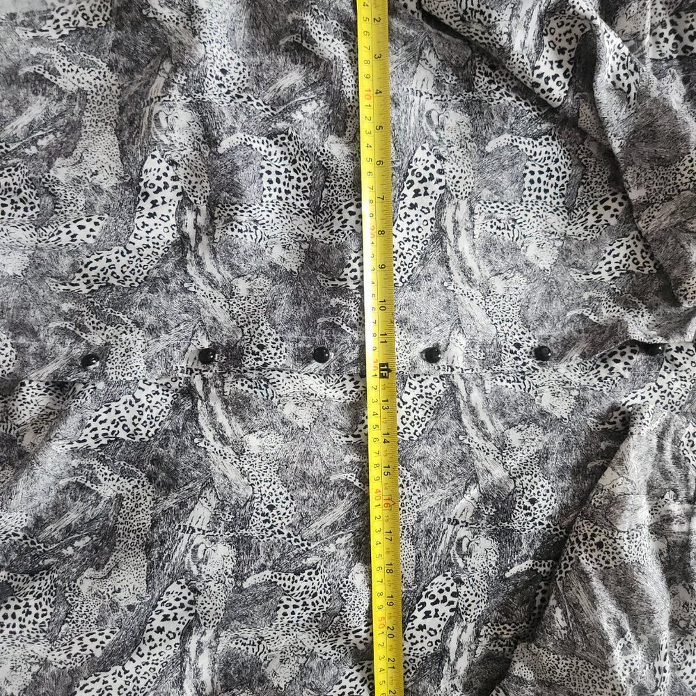 Vintage Literal Leopard Print Wool Blend Standing Collar Blouse - Picture 9 of 11